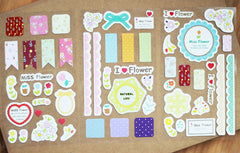 Deco Stickers (3 Sheets / Flower) Cute Scrapbooking Kawaii Diary Deco Lace Floral Nature Collage Card Making Home Decor Packaging S238
