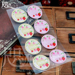 Strawberry Seals / Fruit Sticker (16pcs) Kawaii Party Favor Label Cute Gift Decoration Gift Wrap Product Packaging Cupcake Picks Making S241