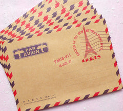 CLEARANCE Paris Kraft Paper Envelopes (10pcs / Eiffel Tower) (11cm x 16.2cm / 4.4" x 6.48") Vintage France Triangle Flap Party Invitations S228