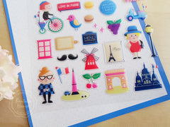 Puffy Sticker / Epoxy Sticker by Sonia Stickers (1 Sheet / Bonjour Paris) France Travel French Style Cute Scrapbooking Diary Decoration S236