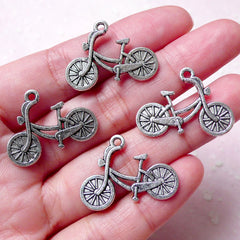 Bicycle Charm (4pcs / 26mm x 19mm / Tibetan Silver / 2 Sided) Bike Cycle Biking Cycling Pendant Earring Bracelet Zipper Pull Keyring CHM811