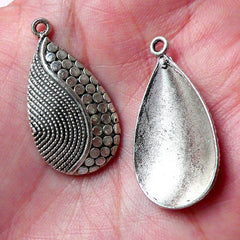 Teardrop Charm (3pcs / 17mm x 31mm / Tibetan Silver) Bohemian Teardrop Earring Pendant Necklace Bracelet Handbag Zipper Pull Bookmark CHM816