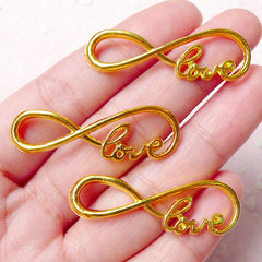 Infinity Love Charm Connector (3pcs / 39mm x 12mm / Gold) Valentines Day Bracelet Infinity Necklace Pendant Symbol Jewellery Supplies CHM854