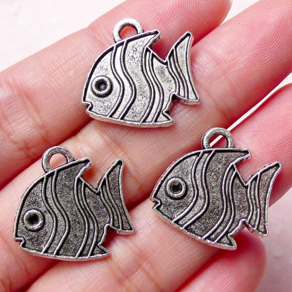 Tropical Fish Charm Aquarium Fish Charms 3pcs 19mm x 19mm