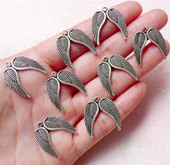 Angel Wing Charms (8 pcs / 19mm x 21mm / Tibetan Silver) Necklace Bracelet Earring Pendant Keychain Church Religious Christmas Charm CHM891