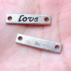 CLEARANCE Love Tag Connector Charms (6pcs / 25mm x 6mm / Tibetan Silver) Bracelet Connector Love Pendant Valentine Favor Charm Gift Decoration CHM911