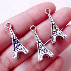 3D Eiffel Tower Charms (3pcs / 11mm x 26mm / Tibetan Silver) Paris Charm Bracelet Pendant Necklace Home Decor Keychain Bookmark Charm CHM912
