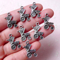 Baby Stroller Charm / Baby Carriage Charms / Baby Pram Charm (8pcs / 14mm x 19mm / Tibetan Silver) Baby Shower Favor Charm Decoration CHM926