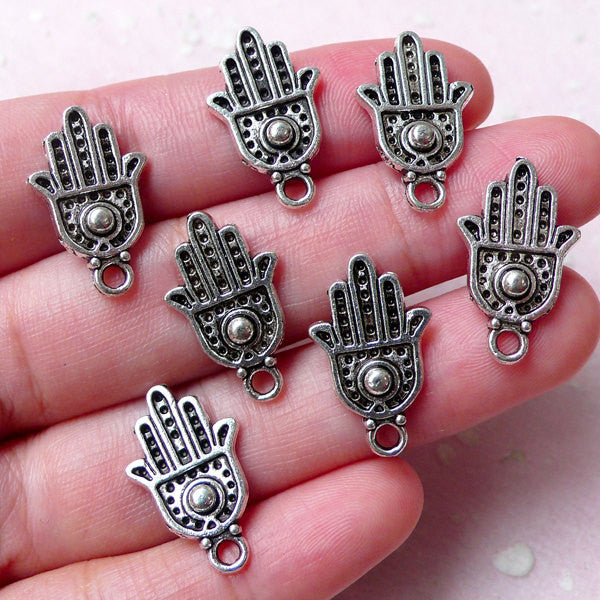 Hand of Fatima Charm / Khamsa Charm / Hamsa Charms (7pcs / 12mm x 20mm / Tibetan Silver) Religious Judaism Judaica Islam Jewellery CHM937