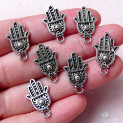 Hand of Fatima Charm / Khamsa Charm / Hamsa Charms (7pcs / 12mm x 20mm / Tibetan Silver) Religious Judaism Judaica Islam Jewellery CHM937