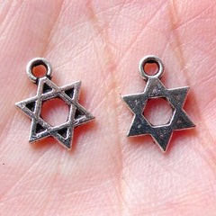 CLEARANCE Star of David Charms / Hexagram Charm (15pcs / 9mm x 12mm / Tibetan Silver) Jewish Hebrew Judaism Judaica Jewellery Religious Charm CHM973