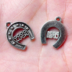 Horseshoe Charms / Horse Racing Games Charm / Good Luck Charm (8pcs / 14mm x 17mm / Tibetan Silver) Sports Gambling Keychain Charm CHM980
