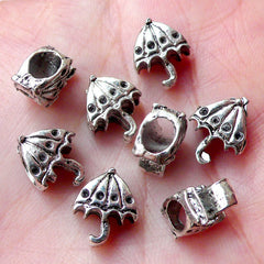 Umbrella Beads (8pcs / 9mm x 11mm / Tibetan Silver / 2 Sided) Big Large Hole Bead Leather Necklace Wrap Bracelet Bead Lolita Jewelry CHM981