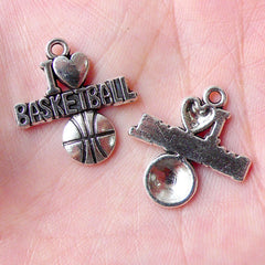 I Love Basketball Charms Sports Charm (7pcs / 20mm x 22mm / Tibetan Silver) Zipper Pull Bookmark Bag Keychain Charm Bracelet Pendant CHM1011