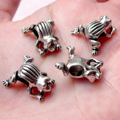 3D Frog Beads / Animal Bead (4pcs / 15mm x 16mm / Tibetan Silver) Big Large Hole Bead Leather Bracelet Necklace Whimsical Beads CHM1005
