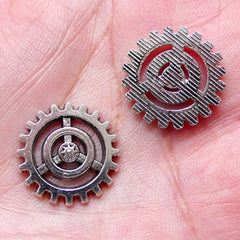 Steampunk Gear Charms (6pcs / 18mm / Tibetan Silver) Clockwork Pendant Bracelet Link Connector Clock Mechanical Wheel Jewellery CHM1027