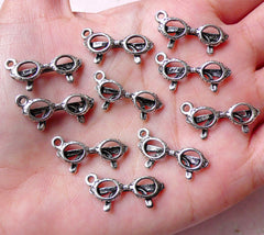 Eyeglasses Charms Spectacles Charm Glasses Charm (10pcs / 22mm x 12mm / Tibetan Silver) Miniature Dollhouse Kitsch Whimsical Jewelry CHM1024