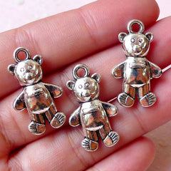 CLEARANCE Bear Doll Charms Toy Charm (3pcs / 15m x 26mm / Tibetan Silver) Cute Animal Charm Bracelet Pendant Necklace Baby Shower Zipper Pull CHM1055