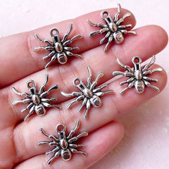 Spider Charms Halloween Charm (6pcs / 20mm x 14mm / Tibetan Silver) Insect Bracelet Spooky Jewelry Party Favor Charm Wine Charm CHM1066