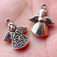 Christmas Angel Charms (3pcs / 16mm x 21mm / Tibetan Silver) Religious Jewelry Christian Bracelet Necklace Favor Charm Wine Charm CHM1065