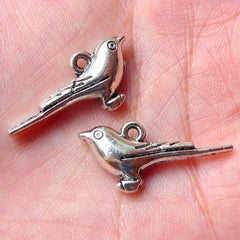 3D Sparrow Charms Bird Charm (5pcs / 23mm x 12mm / Tibetan Silver / 2 Sided) Bracelet Pendant Necklace Bookmark Favor Wine Charm CHM1112