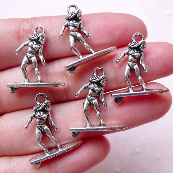 CLEARANCE 3D Surfer Charm Water Sports Charm 5pcs 19m x 22mm