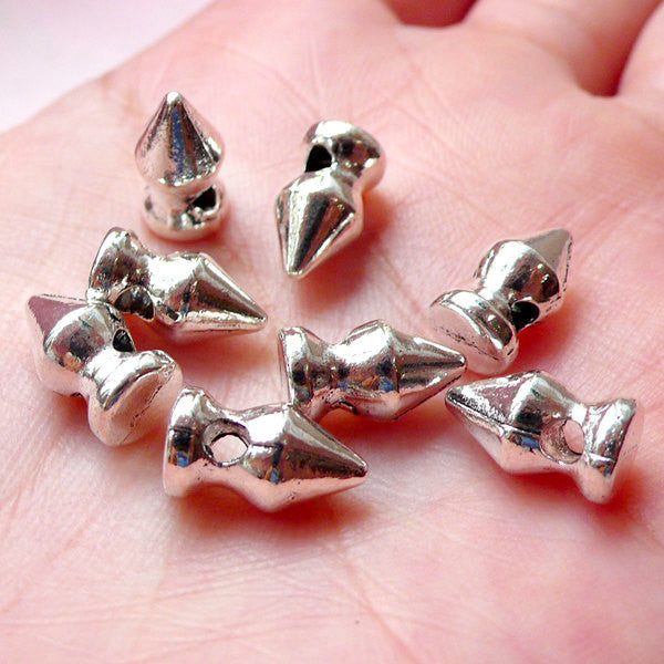 Clearance Spike Beads Spike Charms Rivet Cone Stud (8pcs / 6mm x 11mm / Silver) Heavy Metal Jewelry Gothic Spike Bracelet Spike Necklace CHM1122