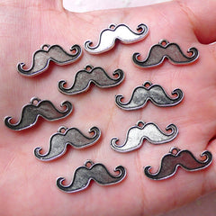 CLEARANCE Small Mustache Charms (10pcs / 22mm x 9mm / Tibetan Silver) Kitsch Jewelry Bracelet Pendant Earrings Wine Charm Dust Plug Charm CHM1146