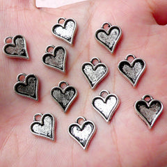 Small Heart Charms (12pcs / 10mm x 12mm / Tibetan Silver) Add On Charm Bracelet Necklace Valentines Gift Decor Keychain Wine Charm CHM1127
