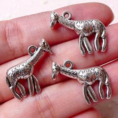 Giraffe Charms (3pcs / 21mm x 20mm / Tibetan Silver / 2 Sided) Animal Bracelet Pendant Baby Shower Decoration Zipper Pull Charm CHM1128