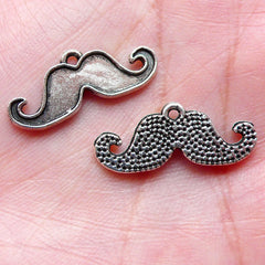 CLEARANCE Small Mustache Charms (10pcs / 22mm x 9mm / Tibetan Silver) Kitsch Jewelry Bracelet Pendant Earrings Wine Charm Dust Plug Charm CHM1146