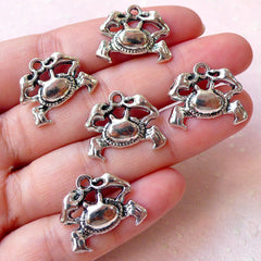 CLEARANCE Crab Charms Sea Life Charm (5pcs / 19m x 17mm / Tibetan Silver) Animal Bracelet Silver Crab Pendant Beach Jewelry Necklace Earrings CHM1162