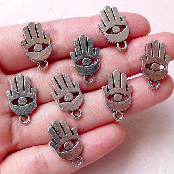 Hamsa Charms Hand of Miriam Charm Khamsa Charm (8pcs / 12mm x 19mm / Tibetan Silver) Fatima Judaica Islam Judaism Religious Jewelry CHM1148