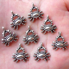 Small Crab Charms Marine life Charm (8pcs / 14m x 16mm / Tibetan Silver) Cute Beach Charm Bracelet Bangle Earrings Pendant Necklace CHM1172