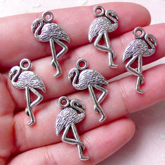 Flamingo Charms Bird Charm (6pcs / 12mm x 23mm / Tibetan Silver / 2 Sided) Bracelet Earring Necklace Bookmark Favor Charm Wine Charm CHM1150