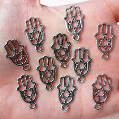 CLEARANCE Star of David Hamsa Charms / Hand of Miriam Charm / Khamsa Palm Charm (10pcs / 13mm x 21mm / Tibetan Silver) Judaism Judaica Jewelry CHM1195