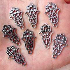 Fatima Hand Charm / Khamsa Charm / Hamsa Palm Charms (8pcs / 14mm x 22mm / Tibetan Silver) Religious Jewellery Judaism Judaica Islam CHM1196