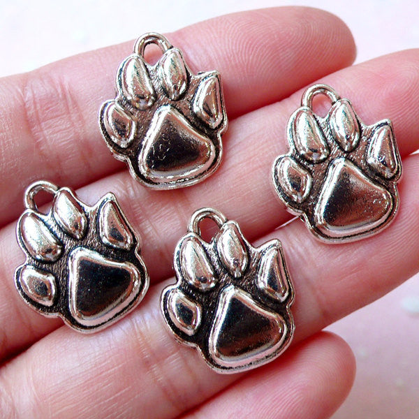Animal Paw Charms 4pcs 16mm x 20mm Tibetan Silver Cat Charm