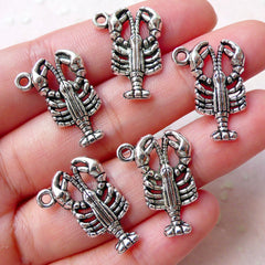 Lobster Charms Seafood Charm (5pcs / 16m x 22mm / Tibetan Silver) Sealife Marine Life Animal Bracelet Earrings Wine Glass Charm CHM1208