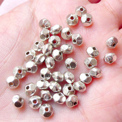 Small Faceted Rondelle Beads Round Spacer (30pcs / 5mm x 4mm / Tibetan Silver) Small Hole Bead Thread Bracelet Wire Jewelry Metal Beads CHM1214