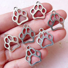 Hollow Paw Outline Charms (7pcs / 17mm x 20mm / Tibetan Silver) Cat Charm Dog Charm Cute Pet Charm Bracelet Bangle Anklet Necklace CHM1226