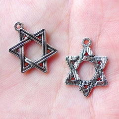 Hexagram Charms Star of David Charm (8pcs / 14mm x 20mm / Tibetan Silver) Jewish Hebrew Judaism Judaica Jewellery Religious Charm CHM1215