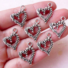 CLEARANCE Heart Charms (7pcs / 16mm x 21mm / Tibetan Silver) Valentines Gift Decoration Wedding Favor Charm Bangle Anklet Bracelet Earrings CHM1238