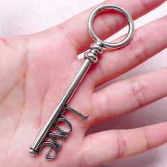 Love Key Charm / Big Silver Key Charm (1 piece / 24mm x 83mm / Tibetan Silver) Key Pendant Necklace Handbag Charm Zipper Pull Charm CHM1257