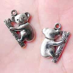 CLEARANCE Koala Charms (4pcs / 14mm x 19mm / Tibetan Silver) Australia Animal Bear Cute Bracelet Necklace Bangle Anklet Dust Plug Charm CHM1291