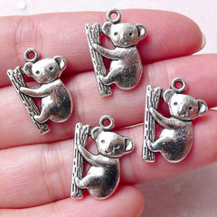 CLEARANCE Koala Charms (4pcs / 14mm x 19mm / Tibetan Silver) Australia Animal Bear Cute Bracelet Necklace Bangle Anklet Dust Plug Charm CHM1291