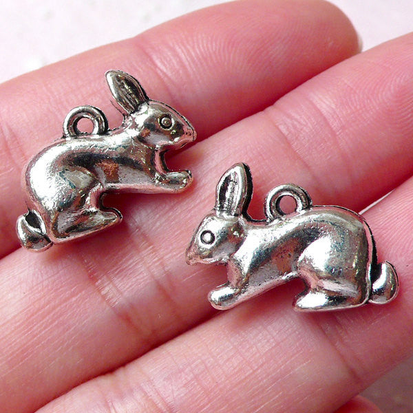 Bunny Charms Rabbit Charm (2pcs 20mm x 14mm Tibetan Silver