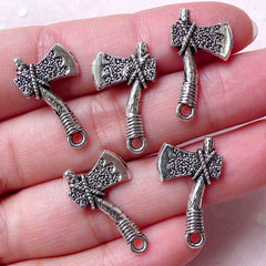 CLEARANCE Axe Charms Ax Charm (5pcs / 13mm x 22mm / Tibetan Silver / 2 Sided) Hardware Tool Charm Pendant Necklace Bracelet Bangle Earrings CHM1289