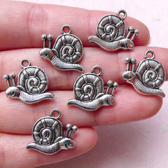 CLEARANCE Snail Charms (6pcs / 16mm x 16mm / Tibetan Silver / 2 Sided) Animal Zipper Pull Charm Baby Shower Decoration Favor Charm Bracelet CHM1299