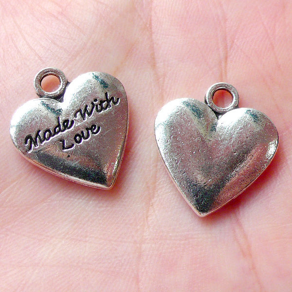 CLEARANCE Made With Love Charms Heart Tag Charm 4pcs 18mm x